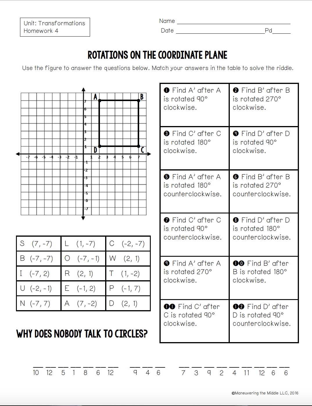 Unit 7 Lesson 4 Homework (Rotations on Coordinate Plane) - Josh Agee |  Library | Formative
