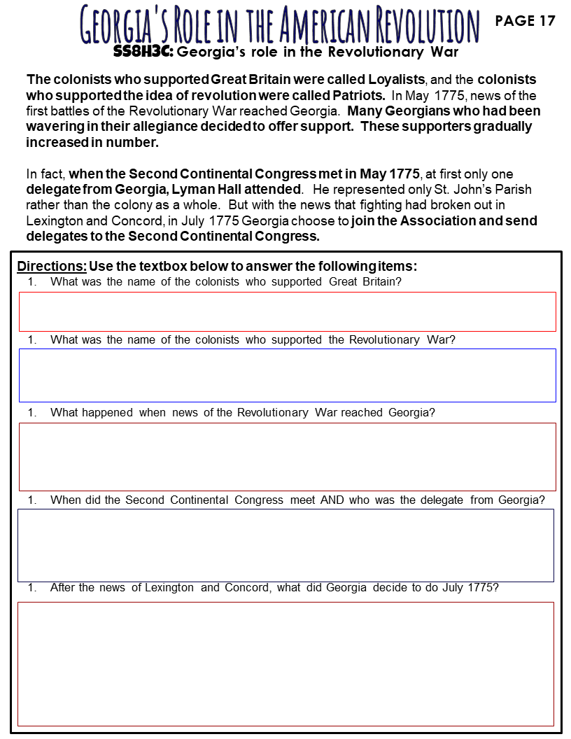 H3c_Loyalists &amp; Patriots_Georgia&rsquo;s Role in the Revolutionary War 