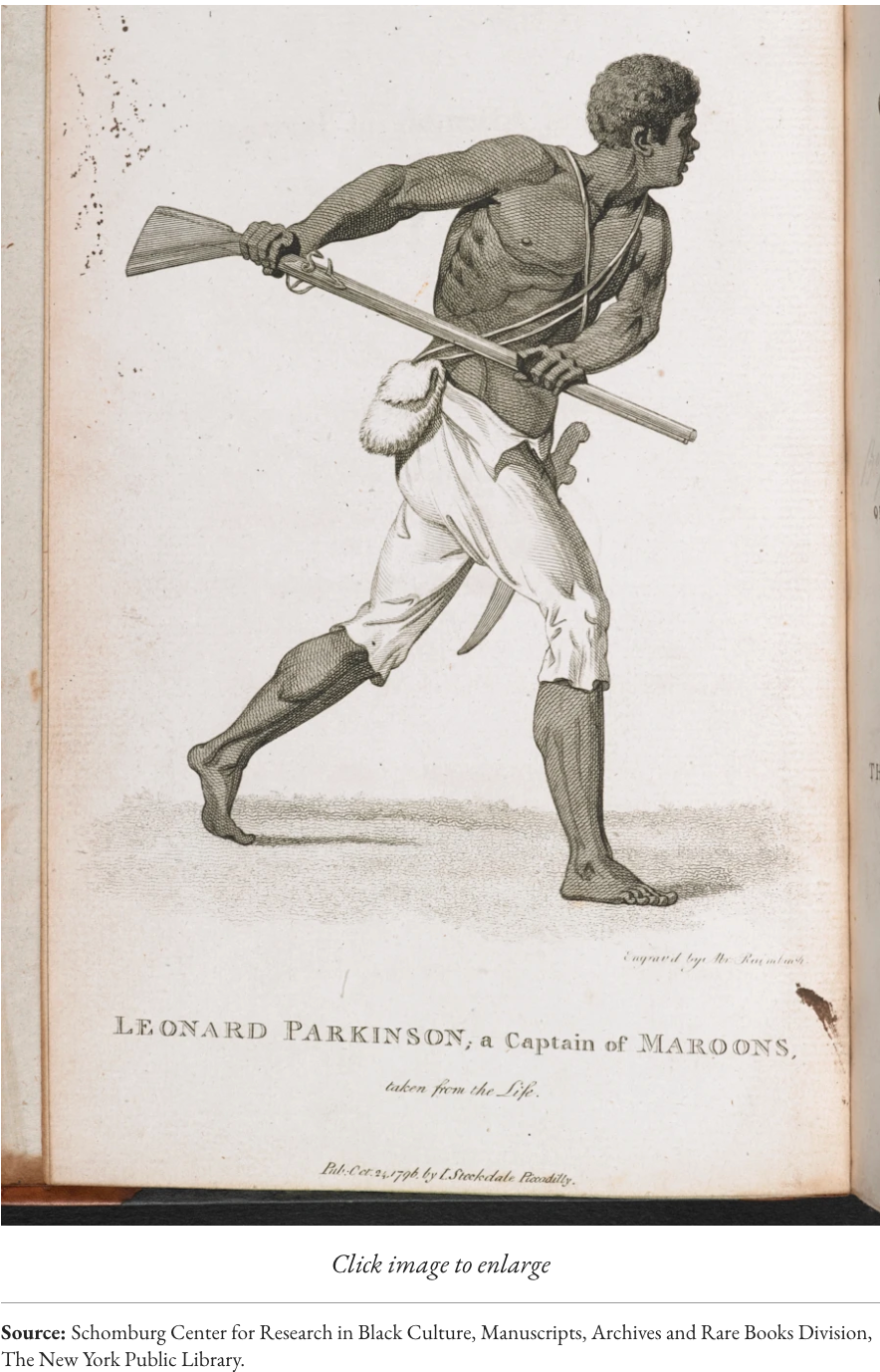 Leonard Parkinson, a Captain of the Maroons by Abraham Raimbach, 1796 