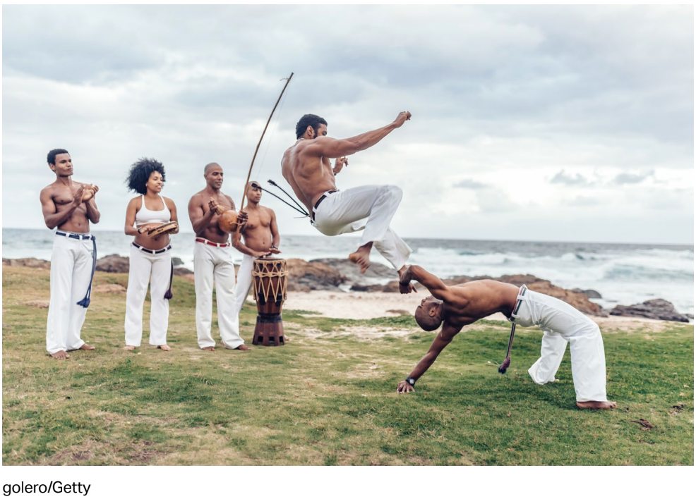 Capoeira Players and Musicians on Beach in Salvador da Bahia