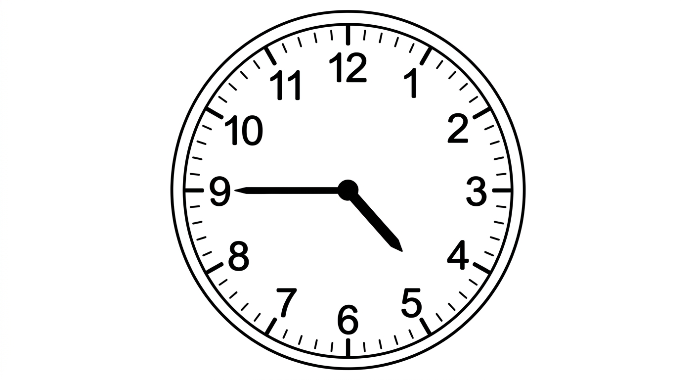 Analog clock showing 4:45.