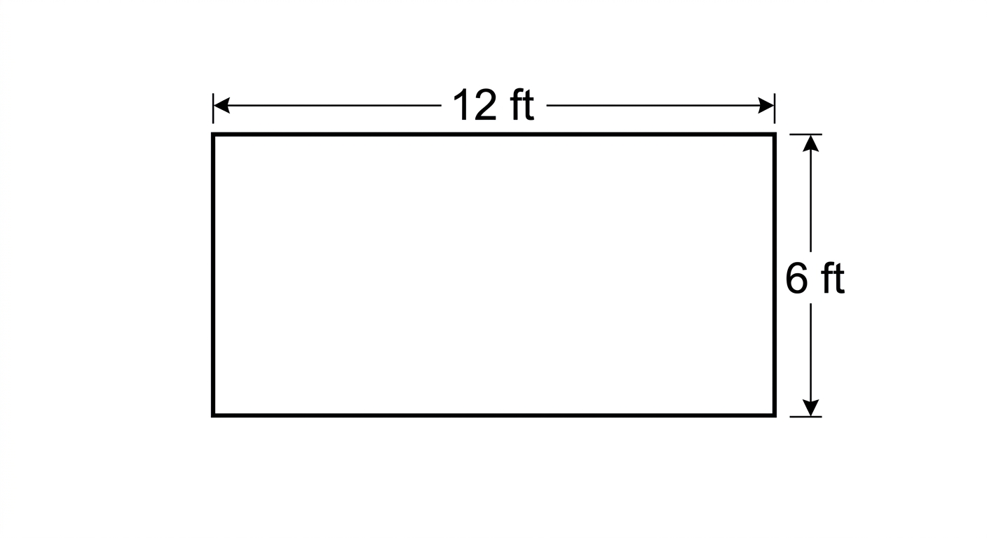 Rectangle labeled 12 feet by 6 feet.
