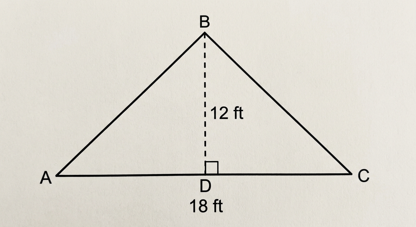 Triangle with base 18 ft and height 12 ft.