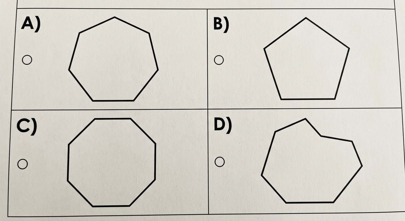 Four polygon options; option D is an irregular heptagon.