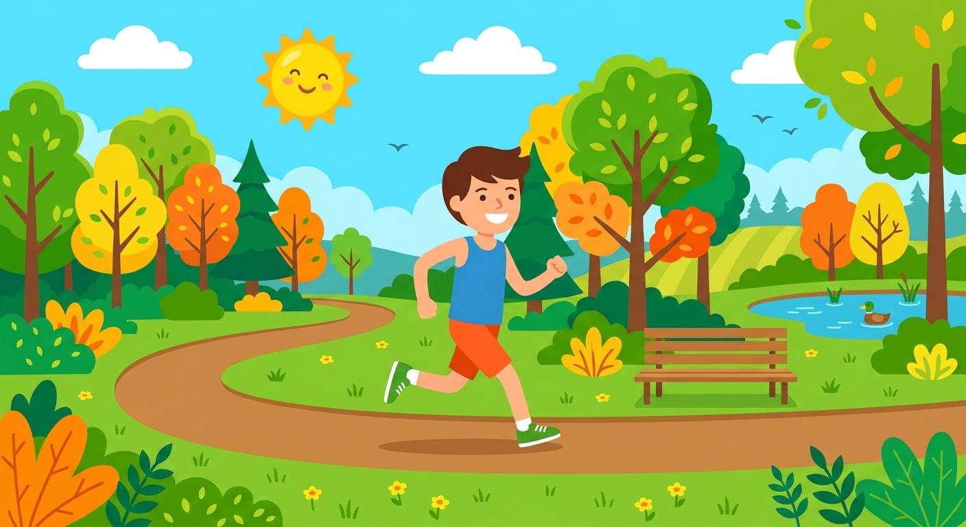A person running in a park.