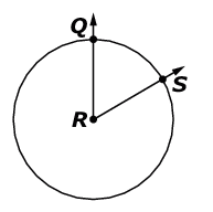 Circle with center R, radii RQ and RS, and points Q and S on the circle.